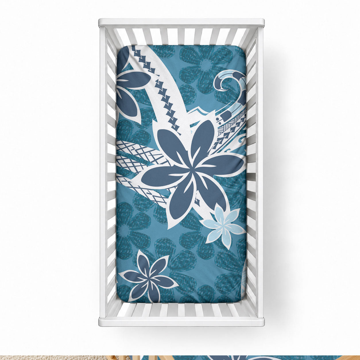 Hawaii Pupuala Plumeria Blue Baby Bed Cover Polynesian Pattern LT01 28 × 52 in Blue - Polynesian Pride