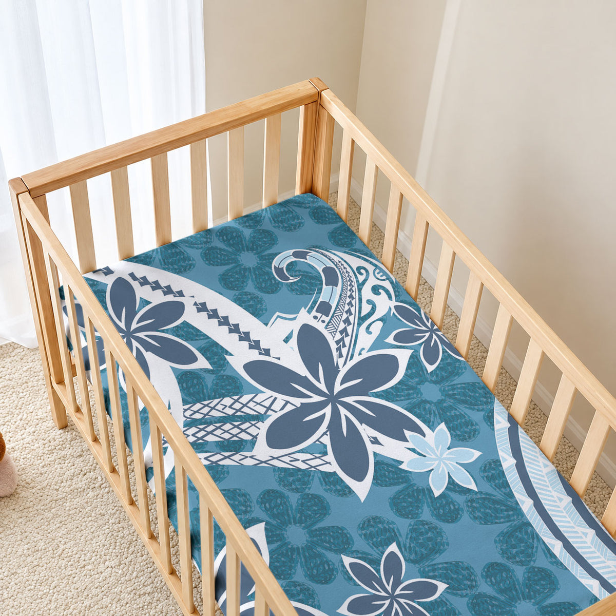 Hawaii Pupuala Plumeria Blue Baby Bed Cover Polynesian Pattern LT01 - Polynesian Pride