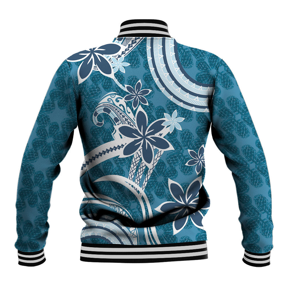 Hawaii Pupuala Plumeria Blue Baseball Jacket Polynesian Pattern LT01 - Polynesian Pride