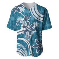 Hawaii Pupuala Plumeria Blue Baseball Jersey Polynesian Pattern LT01 Blue - Polynesian Pride