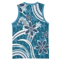 Hawaii Pupuala Plumeria Blue Basketball Jersey Polynesian Pattern LT01 - Polynesian Pride