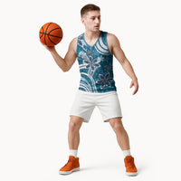 Hawaii Pupuala Plumeria Blue Basketball Jersey Polynesian Pattern LT01 - Polynesian Pride