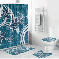 Hawaii Pupuala Plumeria Blue Bathroom Set Polynesian Pattern LT01 Bathroom Set (4 pcs) Blue - Polynesian Pride