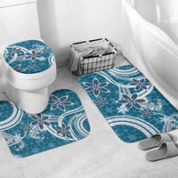 Hawaii Pupuala Plumeria Blue Bathroom Set Polynesian Pattern LT01 Mat Set Only (3 pcs) One Size Blue - Polynesian Pride
