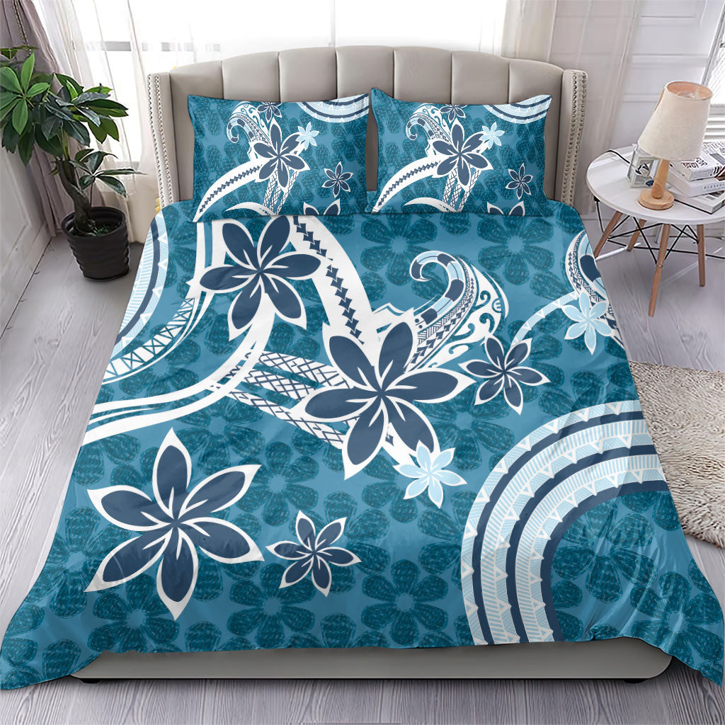 Hawaii Pupuala Plumeria Blue Bedding Set Polynesian Pattern LT01 - Polynesian Pride