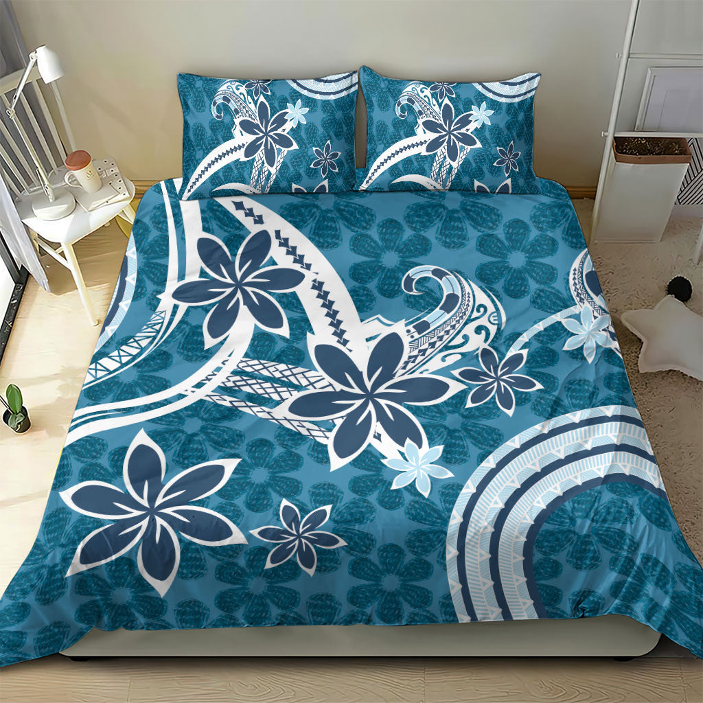 Hawaii Pupuala Plumeria Blue Bedding Set Polynesian Pattern LT01 - Polynesian Pride
