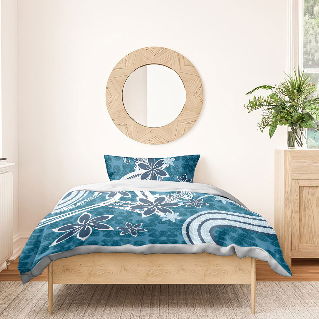 Hawaii Pupuala Plumeria Blue Bedding Set Polynesian Pattern LT01 - Polynesian Pride