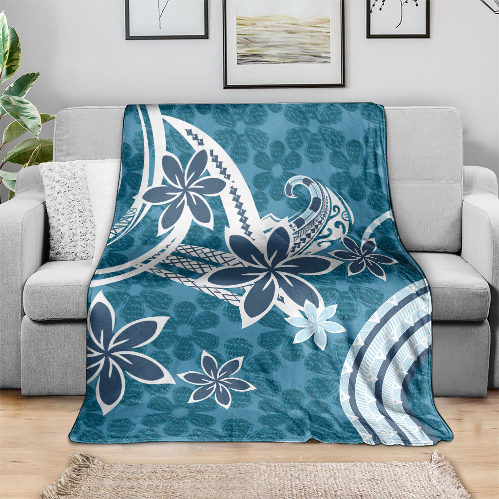 Hawaii Pupuala Plumeria Blue Blanket Polynesian Pattern LT01 - Polynesian Pride