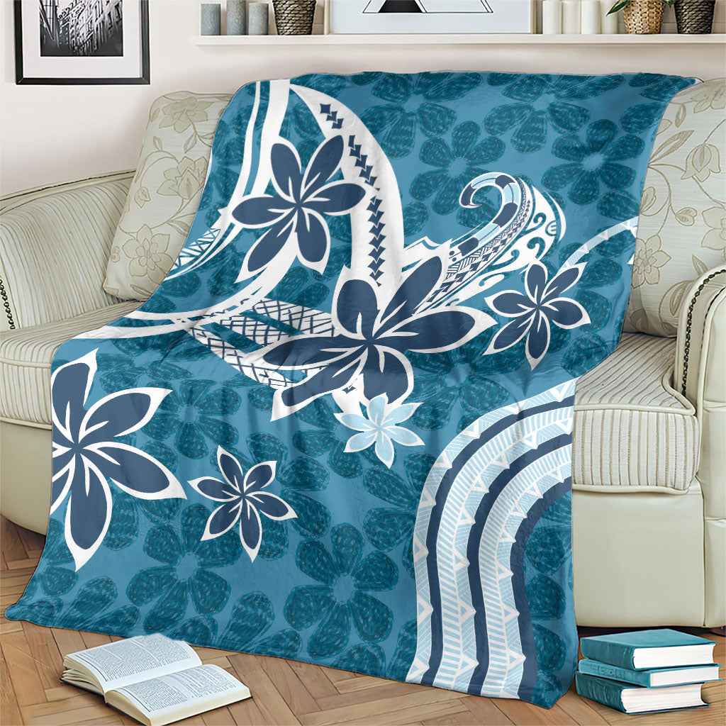 Hawaii Pupuala Plumeria Blue Blanket Polynesian Pattern LT01 - Polynesian Pride