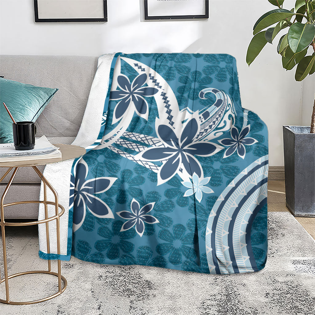 Hawaii Pupuala Plumeria Blue Blanket Polynesian Pattern LT01 - Polynesian Pride