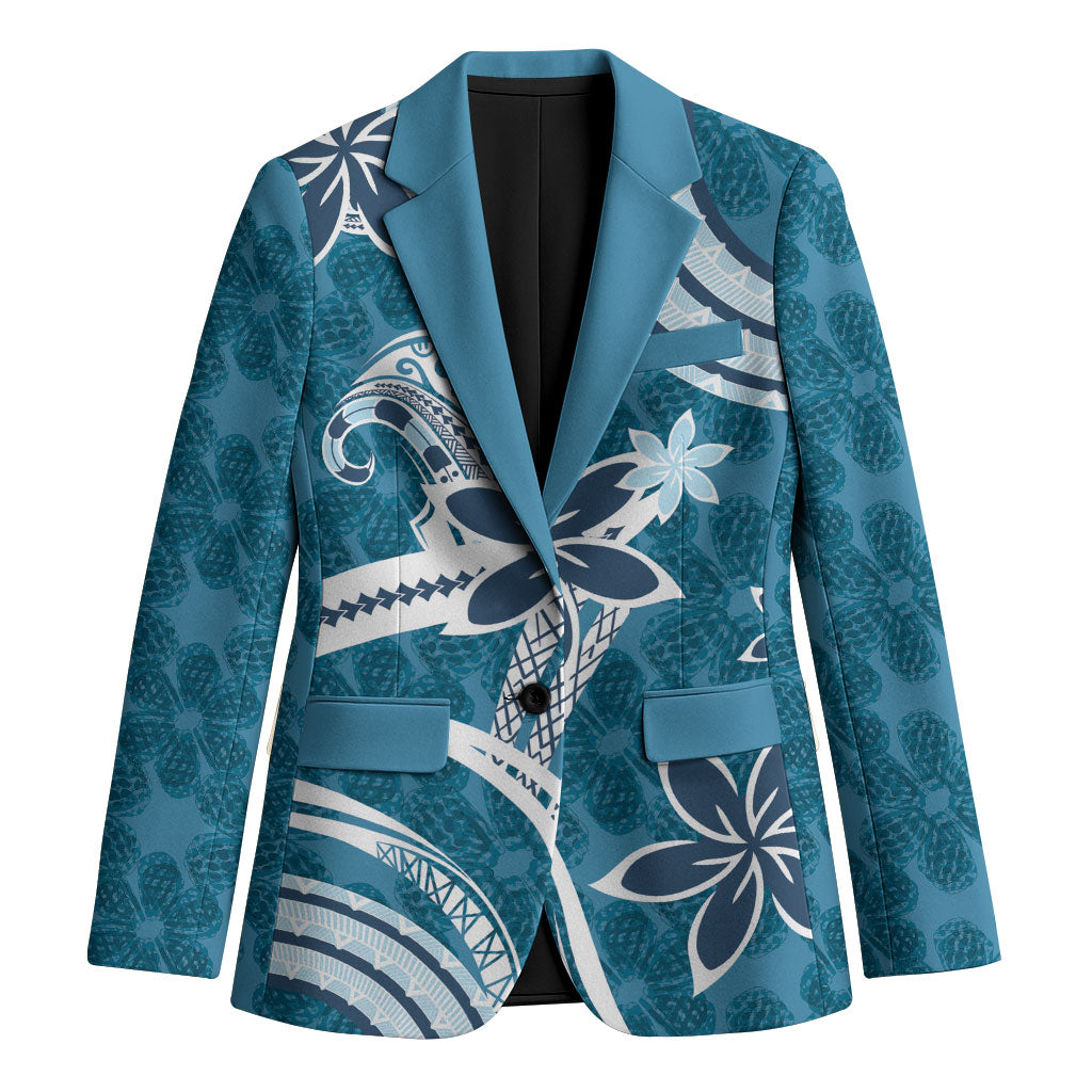 Hawaii Pupuala Plumeria Blue Blazer Polynesian Pattern LT01 Unisex Blue - Polynesian Pride
