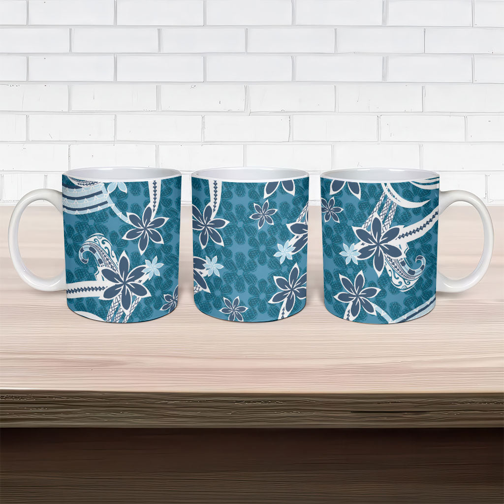 Hawaii Pupuala Plumeria Blue Ceramic Mug Polynesian Pattern LT01 - Polynesian Pride