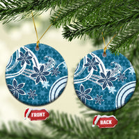 Hawaii Pupuala Plumeria Blue Ceramic Ornament Polynesian Pattern LT01 Circle Blue - Polynesian Pride