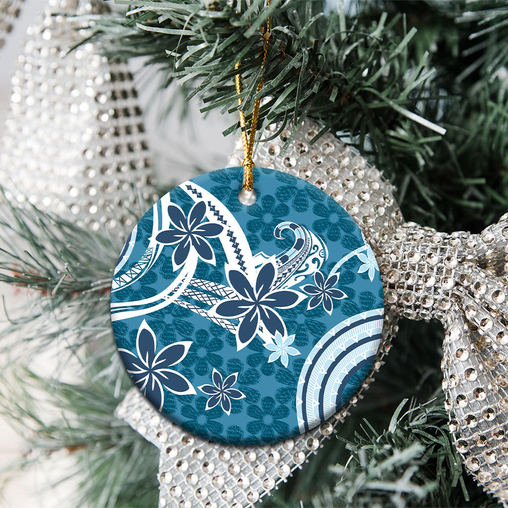 Hawaii Pupuala Plumeria Blue Ceramic Ornament Polynesian Pattern LT01 - Polynesian Pride