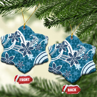 Hawaii Pupuala Plumeria Blue Ceramic Ornament Polynesian Pattern LT01 Snow Flake Blue - Polynesian Pride