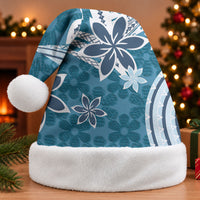 Hawaii Pupuala Plumeria Blue Christmas Santa Hat Polynesian Pattern LT01 Without Fur Blue - Polynesian Pride