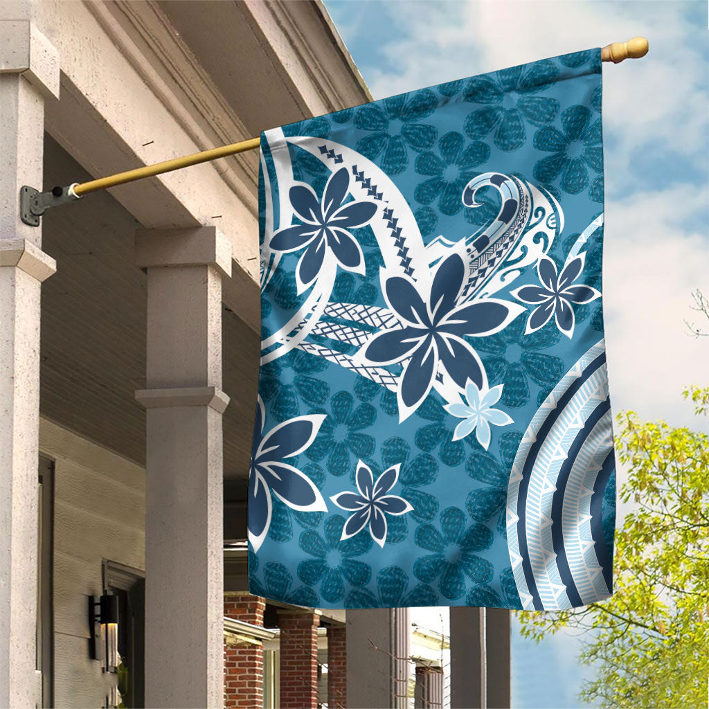 Hawaii Pupuala Plumeria Blue Garden Flag Polynesian Pattern LT01 House Flag Blue - Polynesian Pride