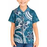 Hawaii Pupuala Plumeria Blue Kid Hawaiian Shirt Polynesian Pattern LT01 Kid Blue - Polynesian Pride
