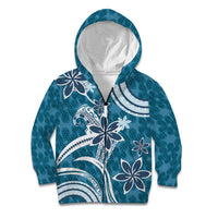 Hawaii Pupuala Plumeria Blue Kid Hoodie Polynesian Pattern LT01 Zip Hoodie Blue - Polynesian Pride