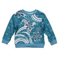 Hawaii Pupuala Plumeria Blue Kid Ugly Christmas Sweater Polynesian Pattern LT01 Kid Blue - Polynesian Pride