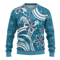 Hawaii Pupuala Plumeria Blue Ugly Christmas Sweater Polynesian Pattern LT01 - Polynesian Pride