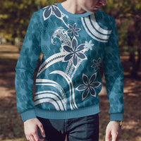 Hawaii Pupuala Plumeria Blue Ugly Christmas Sweater Polynesian Pattern LT01 - Polynesian Pride