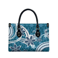 Hawaii Pupuala Plumeria Blue Leather Bag Polynesian Pattern LT01 - Polynesian Pride