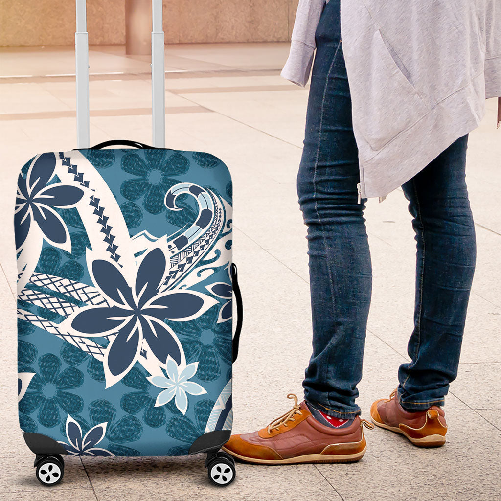 Hawaii Pupuala Plumeria Blue Luggage Cover Polynesian Pattern LT01 Blue - Polynesian Pride