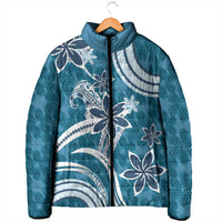 Hawaii Pupuala Plumeria Blue Padded Jacket Polynesian Pattern LT01 - Polynesian Pride