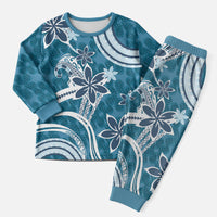 Hawaii Pupuala Plumeria Blue Christmas Pajama Set Polynesian Pattern LT01 Men Blue - Polynesian Pride