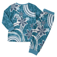 Hawaii Pupuala Plumeria Blue Christmas Pajama Set Polynesian Pattern LT01 - Polynesian Pride