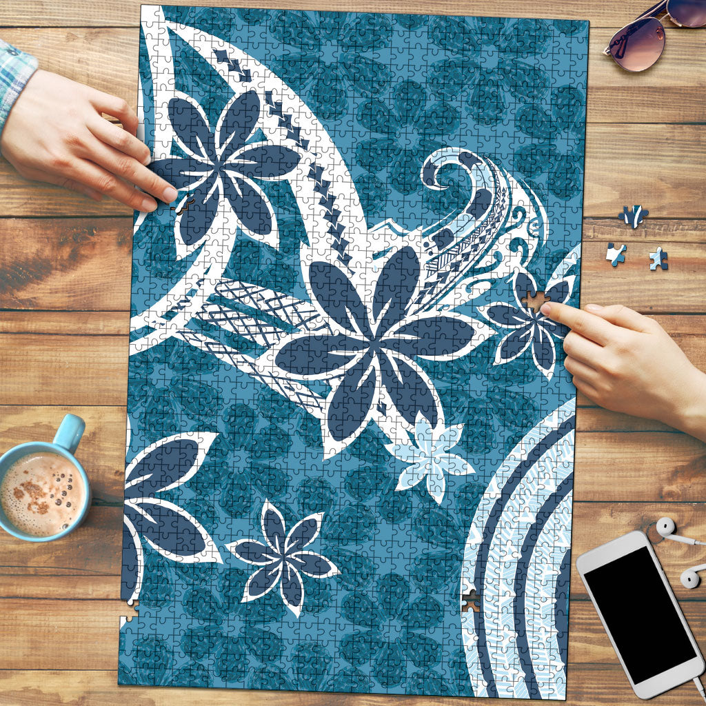 Hawaii Pupuala Plumeria Blue Puzzle Polynesian Pattern LT01 Blue - Polynesian Pride