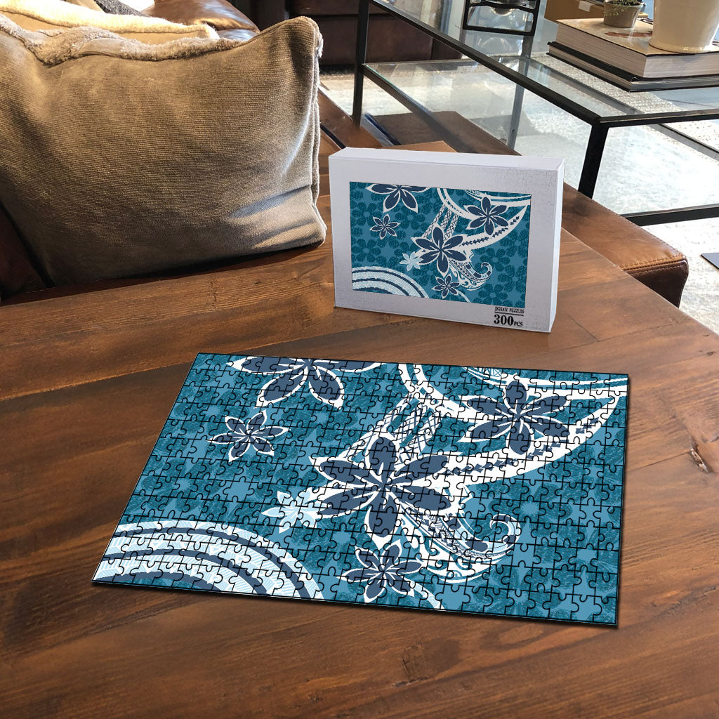 Hawaii Pupuala Plumeria Blue Puzzle Polynesian Pattern LT01 - Polynesian Pride