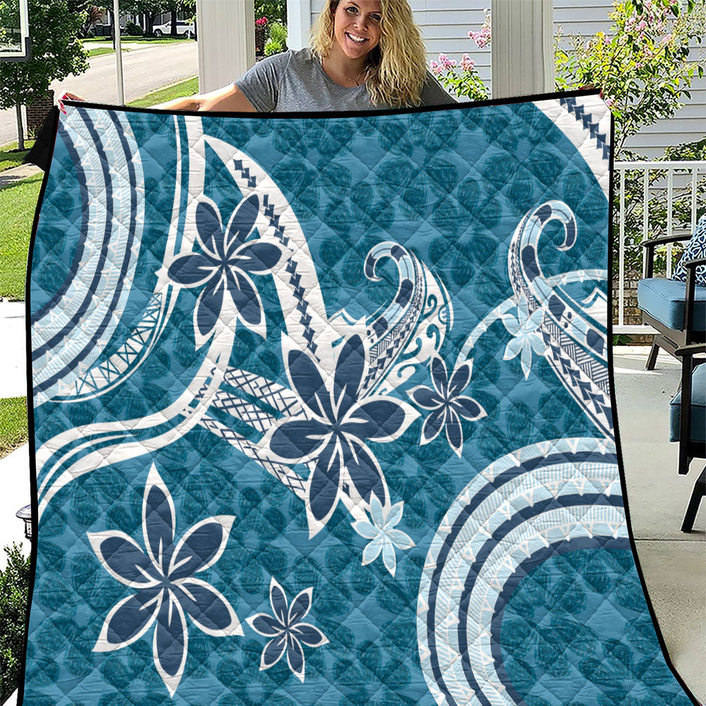 Hawaii Pupuala Plumeria Blue Quilt Polynesian Pattern LT01 Blue - Polynesian Pride