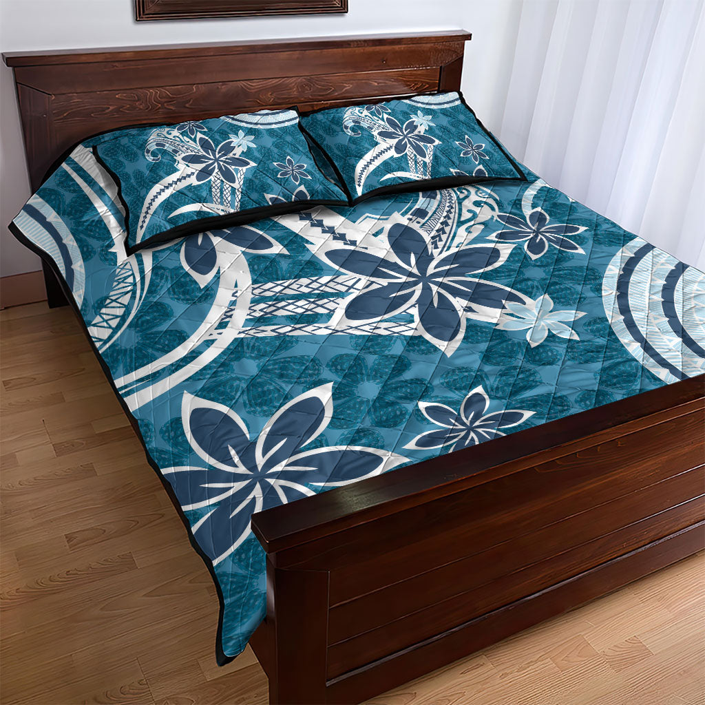 Hawaii Pupuala Plumeria Blue Quilt Bed Set Polynesian Pattern LT01 - Polynesian Pride