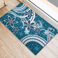 Hawaii Pupuala Plumeria Blue Rubber Doormat Polynesian Pattern LT01 - Polynesian Pride