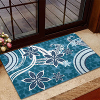 Hawaii Pupuala Plumeria Blue Rubber Doormat Polynesian Pattern LT01 - Polynesian Pride