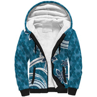 Hawaii Pupuala Plumeria Blue Sherpa Hoodie Polynesian Pattern LT01 Unisex Blue - Polynesian Pride