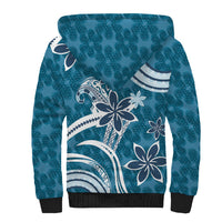 Hawaii Pupuala Plumeria Blue Sherpa Hoodie Polynesian Pattern LT01 - Polynesian Pride