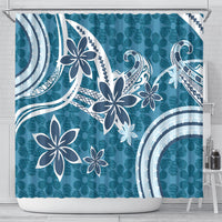 Hawaii Pupuala Plumeria Blue Shower Curtain Polynesian Pattern LT01 - Polynesian Pride