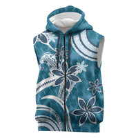 Hawaii Pupuala Plumeria Blue Sleeveless Zip Hoodie Polynesian Pattern LT01 Blue - Polynesian Pride