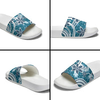 Hawaii Pupuala Plumeria Blue Slide Sandals Polynesian Pattern LT01 - Polynesian Pride