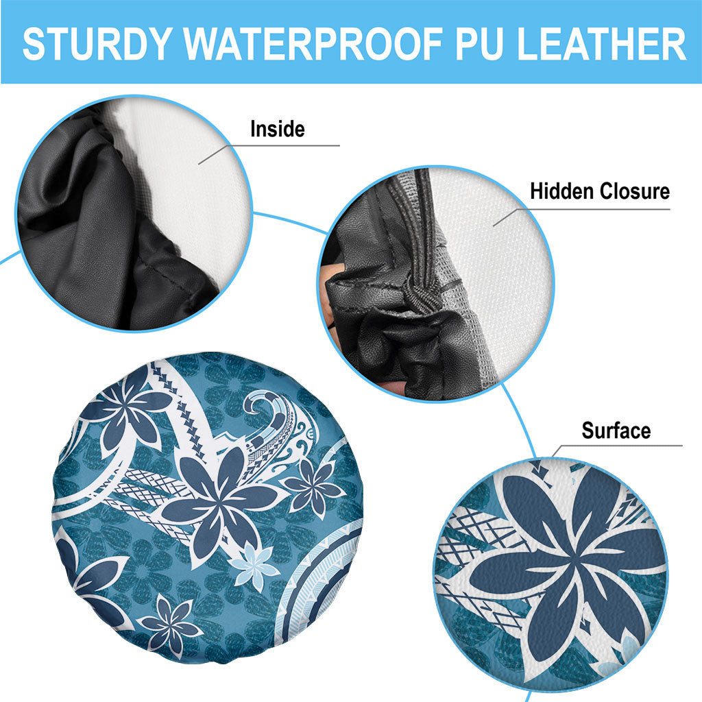 Hawaii Pupuala Plumeria Blue Spare Tire Cover Polynesian Pattern LT01 - Polynesian Pride