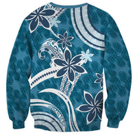 Hawaii Pupuala Plumeria Blue Sweatshirt Polynesian Pattern LT01 - Polynesian Pride
