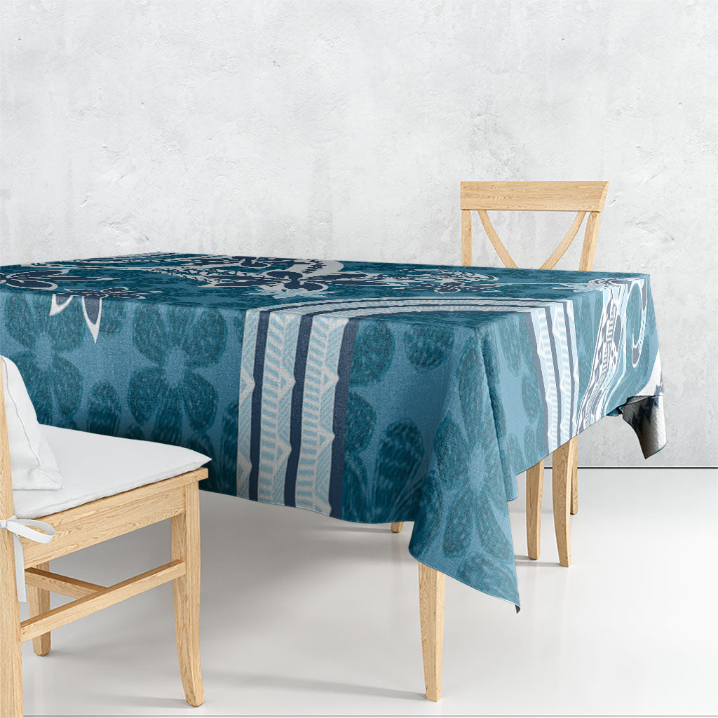 Hawaii Pupuala Plumeria Blue Tablecloth Polynesian Pattern LT01 - Polynesian Pride