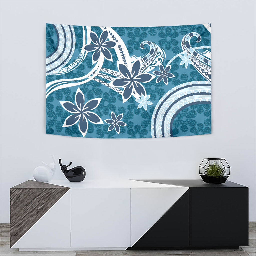 Hawaii Pupuala Plumeria Blue Tapestry Polynesian Pattern LT01 - Polynesian Pride