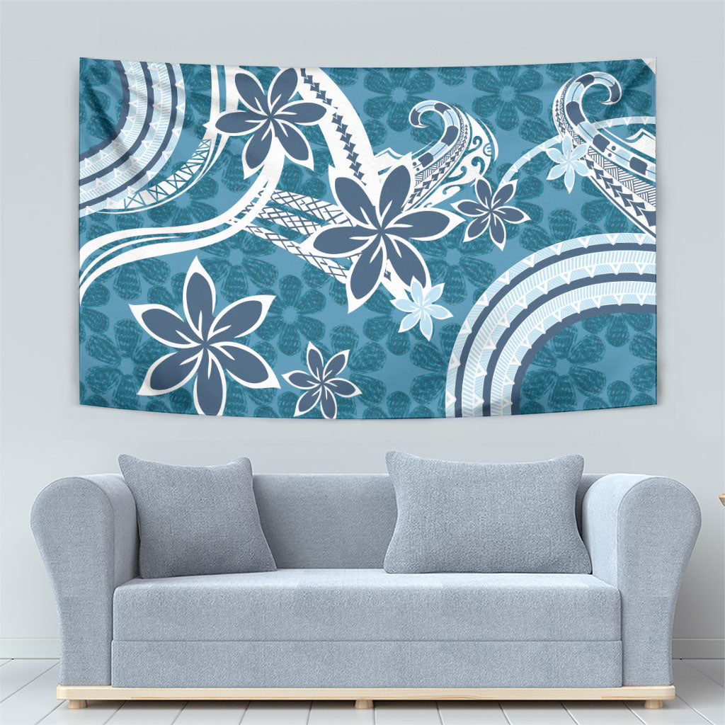 Hawaii Pupuala Plumeria Blue Tapestry Polynesian Pattern LT01 - Polynesian Pride