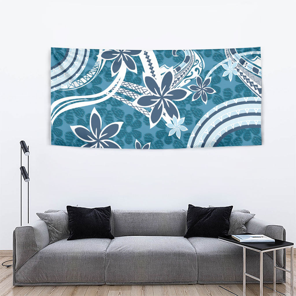 Hawaii Pupuala Plumeria Blue Tapestry Polynesian Pattern LT01 - Polynesian Pride