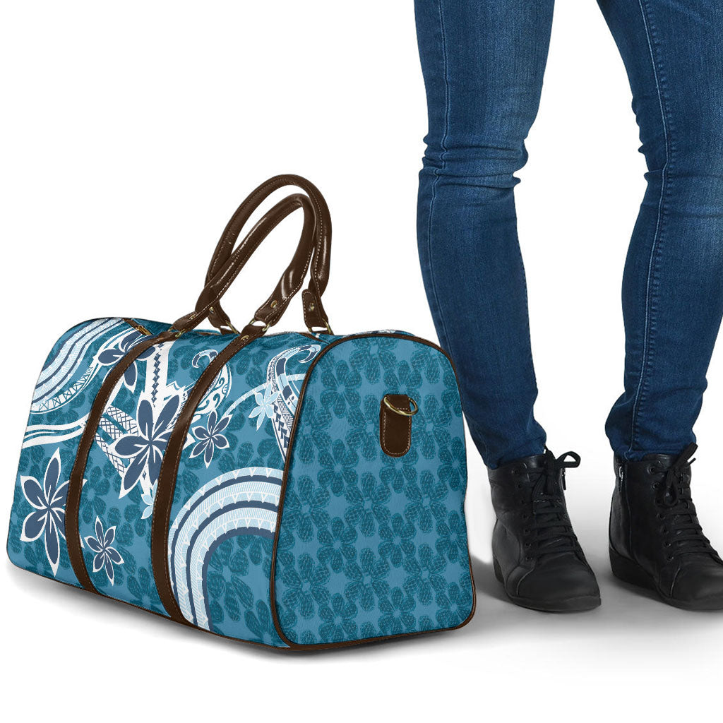 Hawaii Pupuala Plumeria Blue Travel Bag Polynesian Pattern LT01 - Polynesian Pride