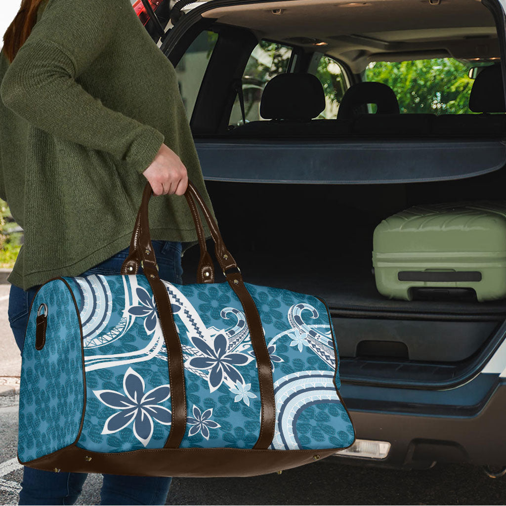 Hawaii Pupuala Plumeria Blue Travel Bag Polynesian Pattern LT01 - Polynesian Pride
